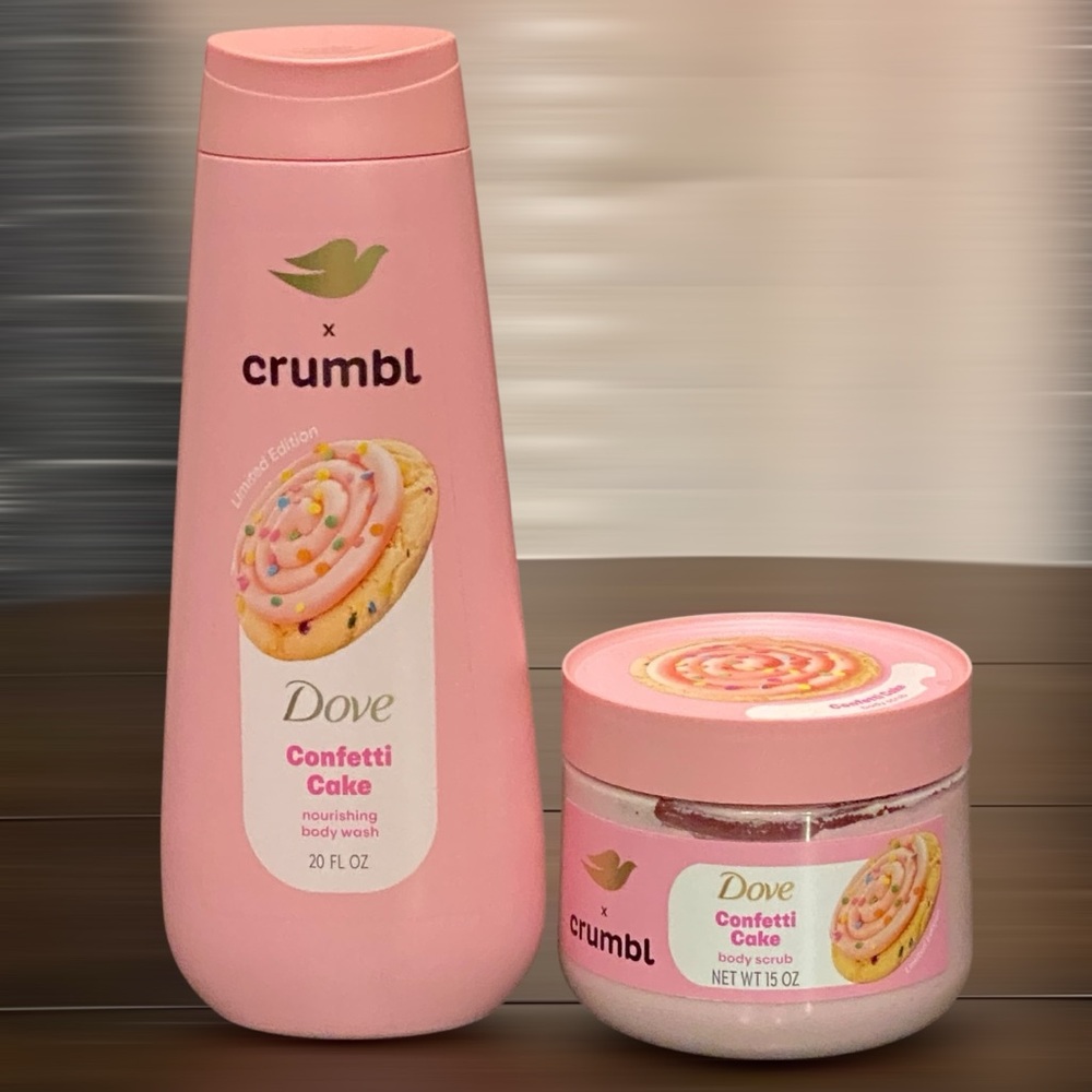Limited Edition Dove x Crumbl— Confetti Cake Body Wash and Body Scrub (Set of 2)